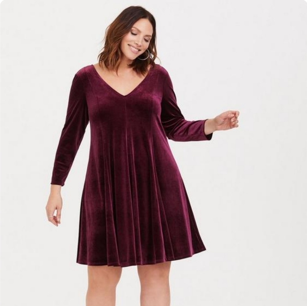 Mini Velvet Fluted Dress